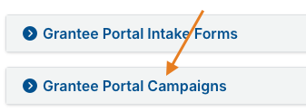 grantee portal campaigns dropdown