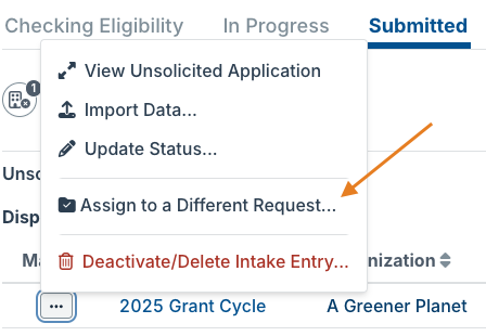 assign to a different request option