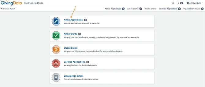 active applications option