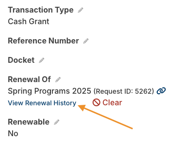 view renewal history option