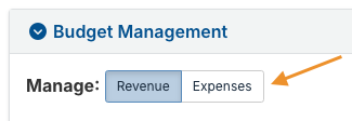 revenue and expenses buttons