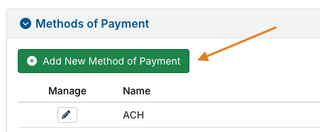 add new method of payment button
