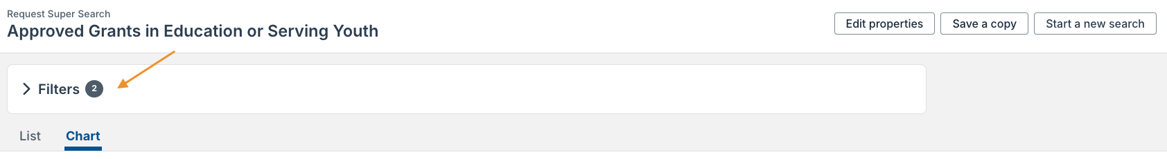 filters dropdown