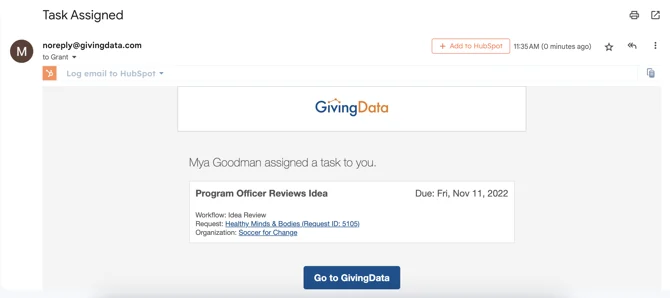 workflow task assignment email