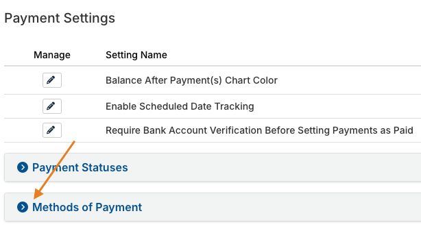 methods of payment dropdown