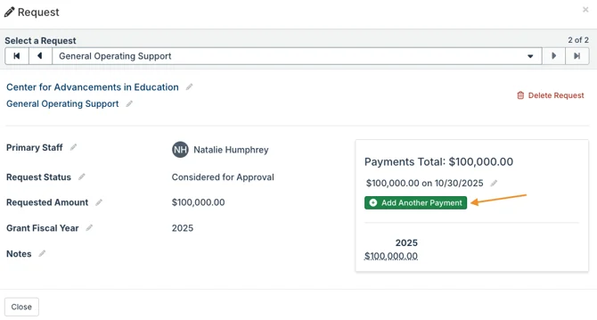 add another payment button