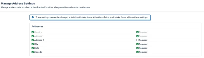 address settings