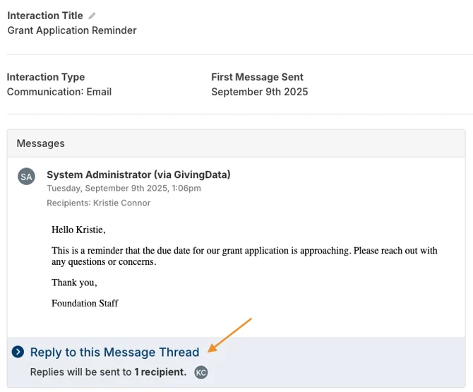 reply to this message thread dropdown