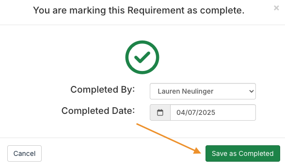 save as completed button