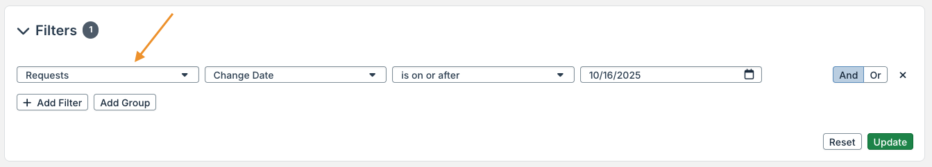 record or item type dropdown