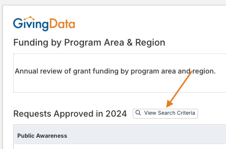 view search criteria button
