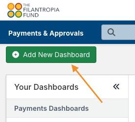 add new dashboard button