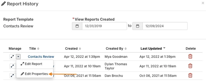 edit properties option