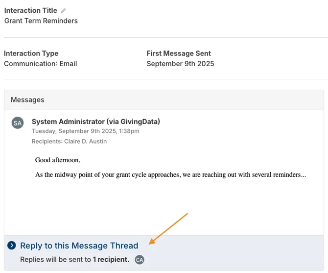 reply to this message thread dropdown