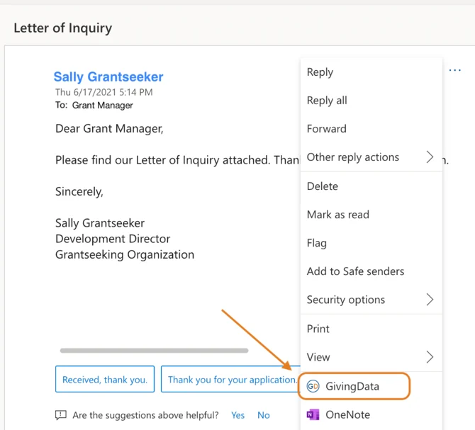 givingdata option