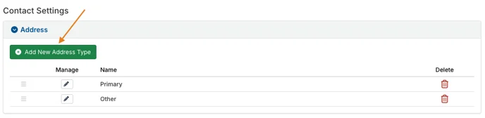 add new address type button