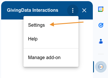 settings option