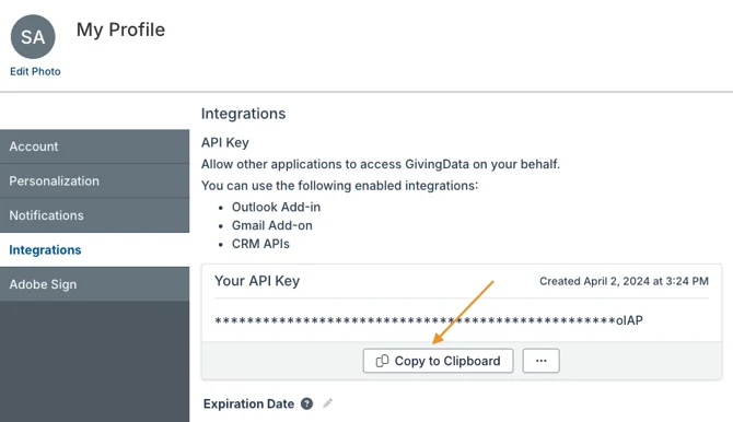 copy to clipboard button
