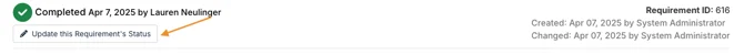 update this requirement's status button