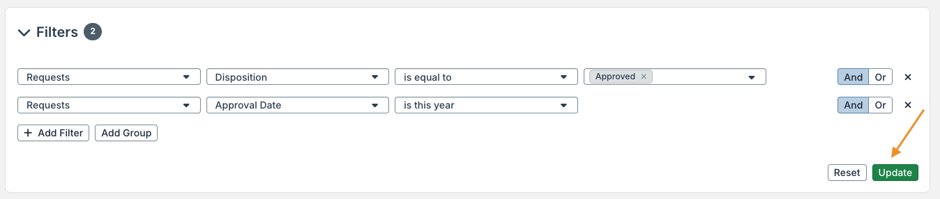 update button