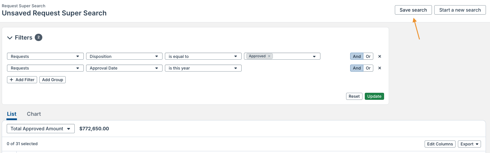 save search button