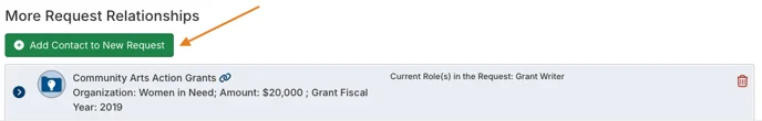 add contact to new request button