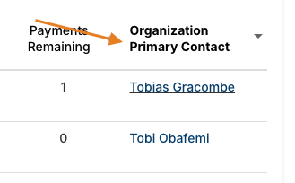 organization primary contact column