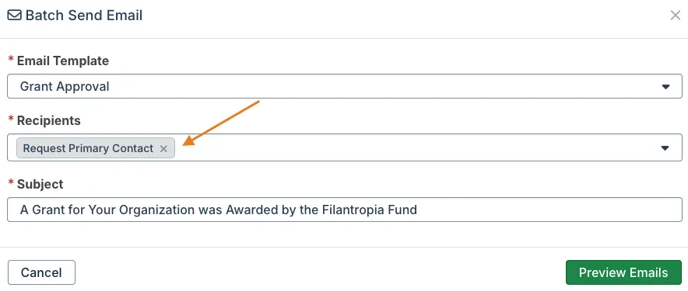 recipient field