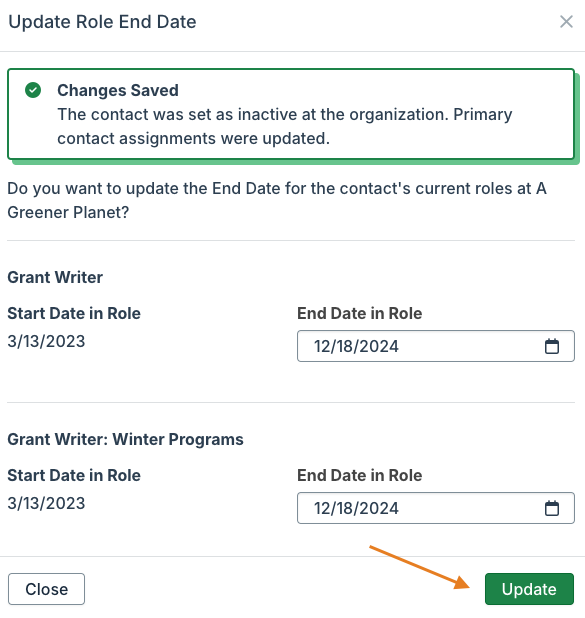 update button