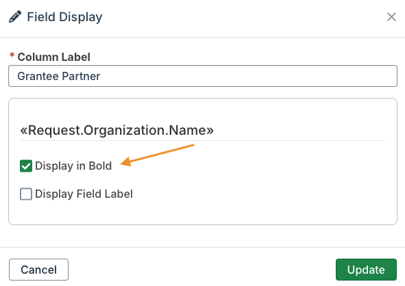 display in bold