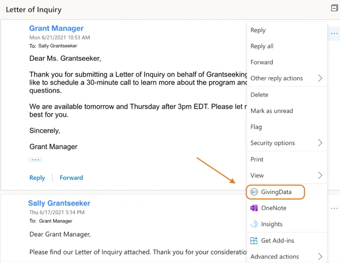 givingdata option
