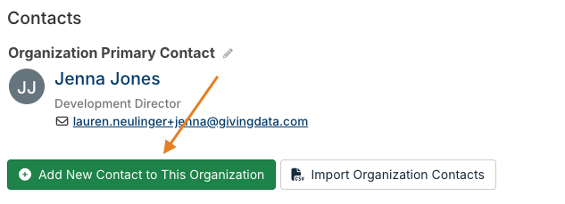 add new contact to this organization button