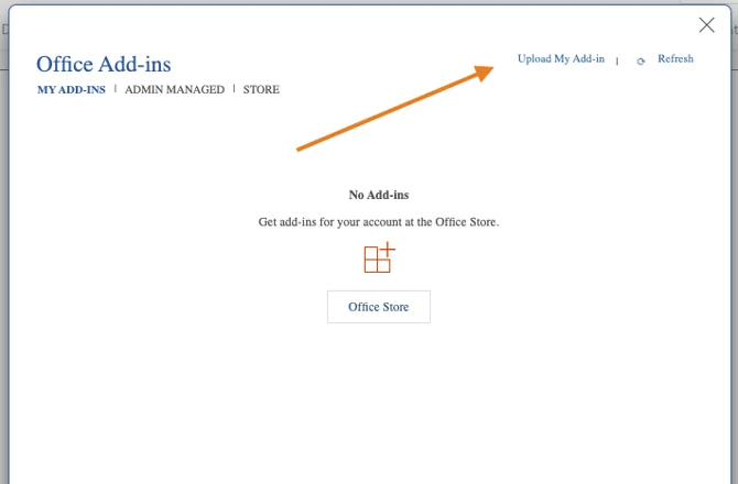 upload my add-in option