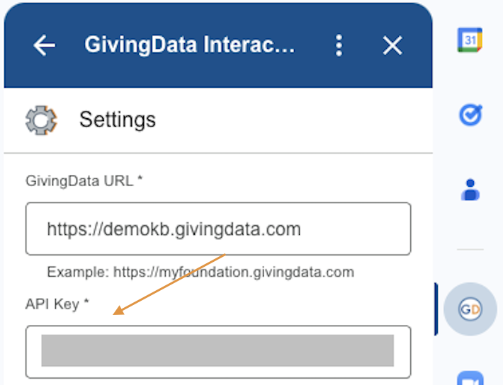 api key field