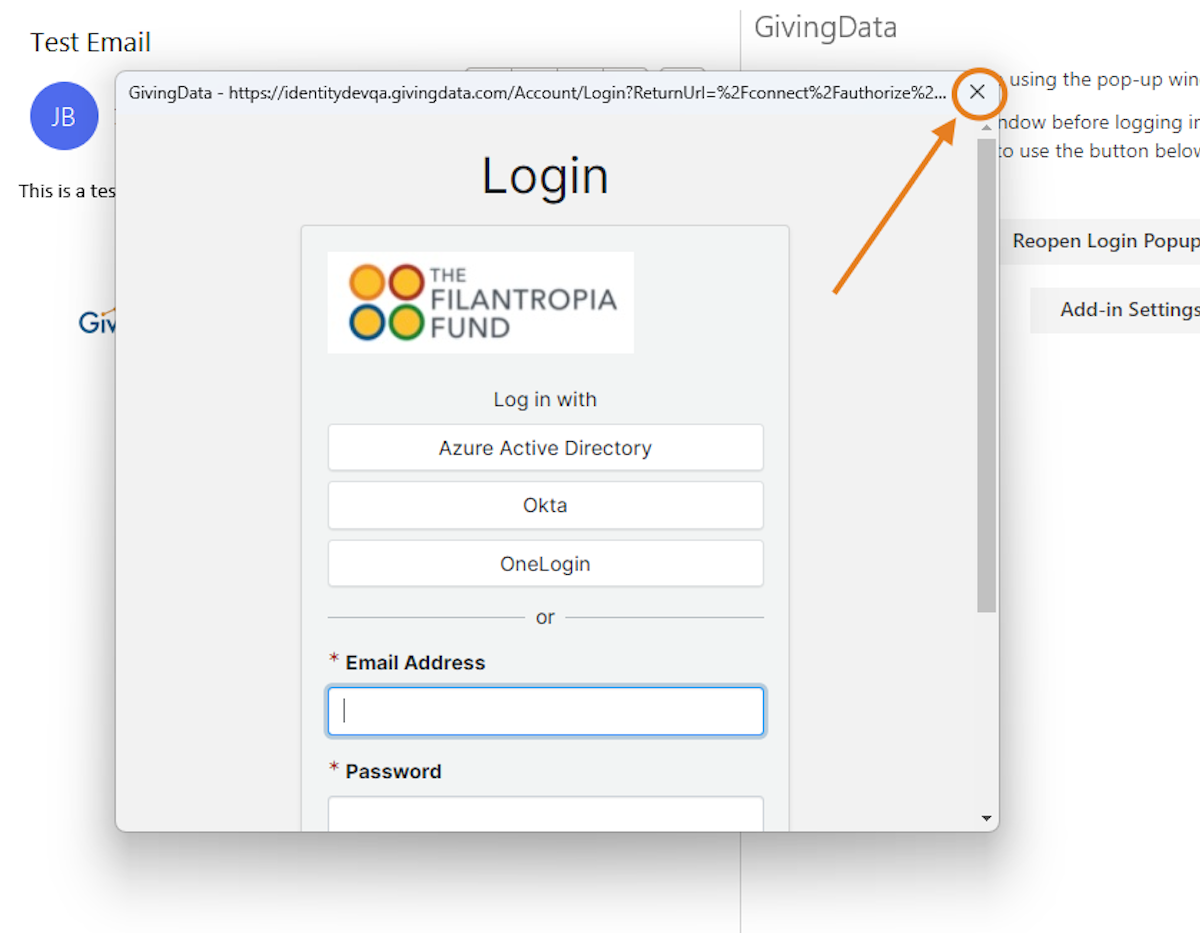 login modal