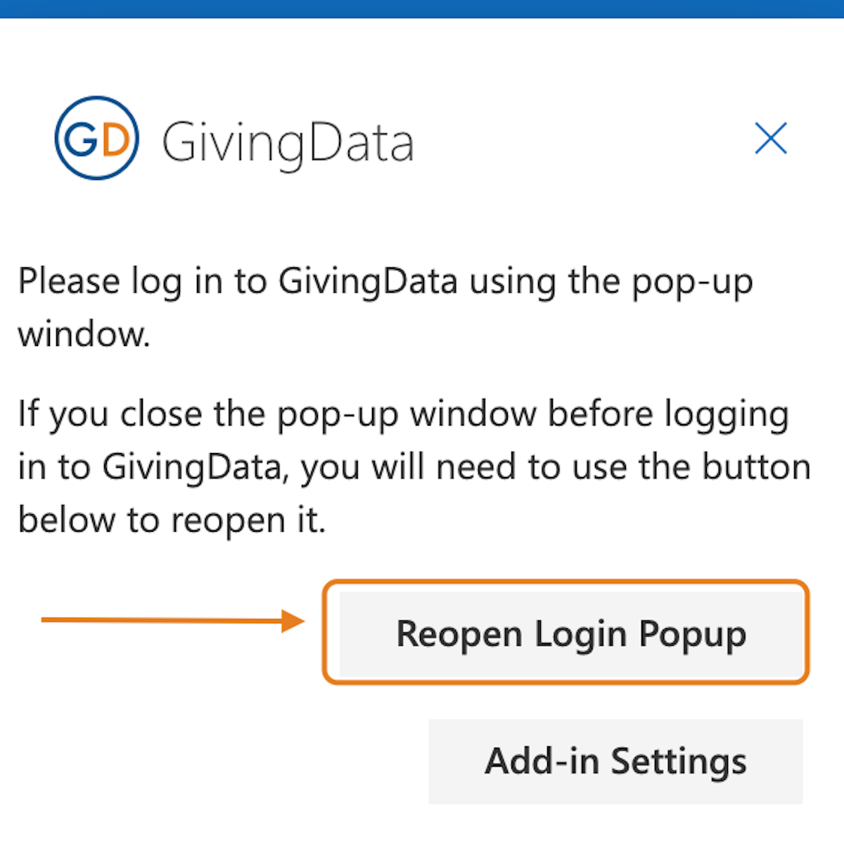 reopen login popup button