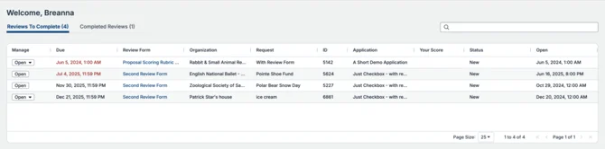reviewer dashboard
