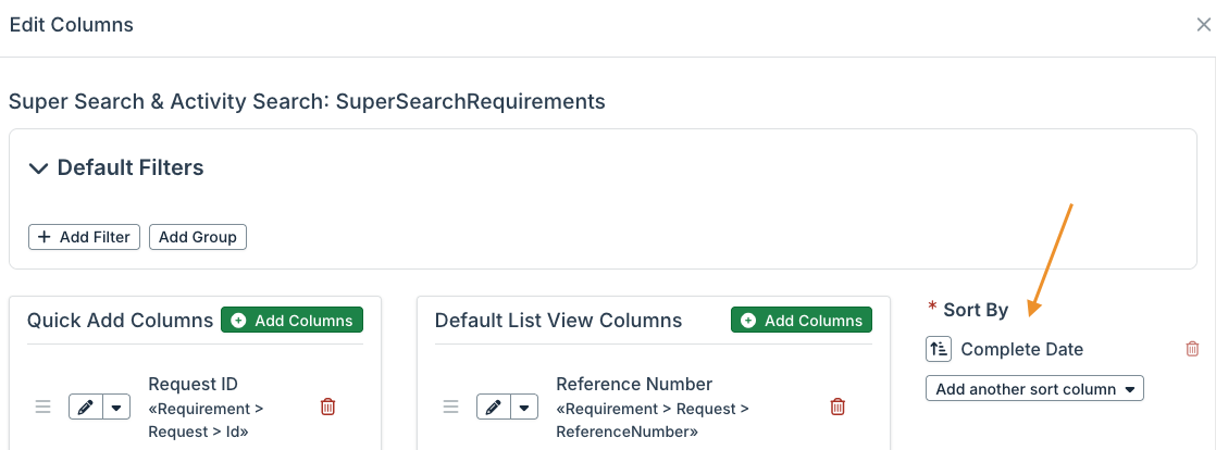 sort by options