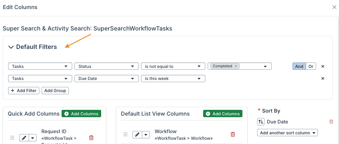 default filters