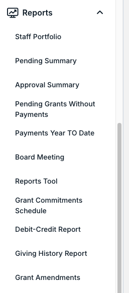 reports list