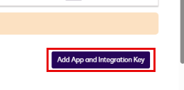 add app and integration key button