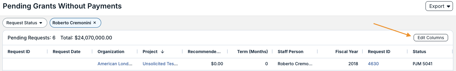 edit columns button