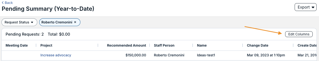 edit columns button