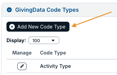 add new code type button