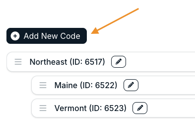 add new code button