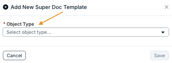 object type dropdown