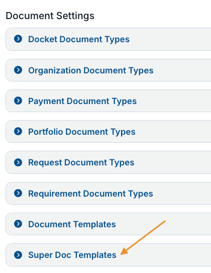 super doc templates dropdown