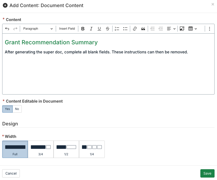 document content