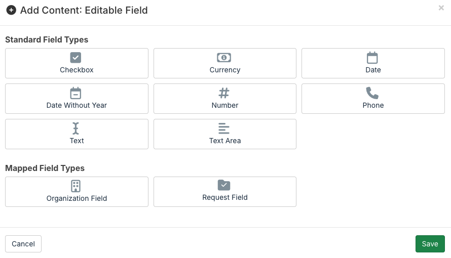 editable field modal