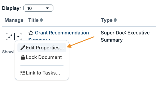 edit properties option